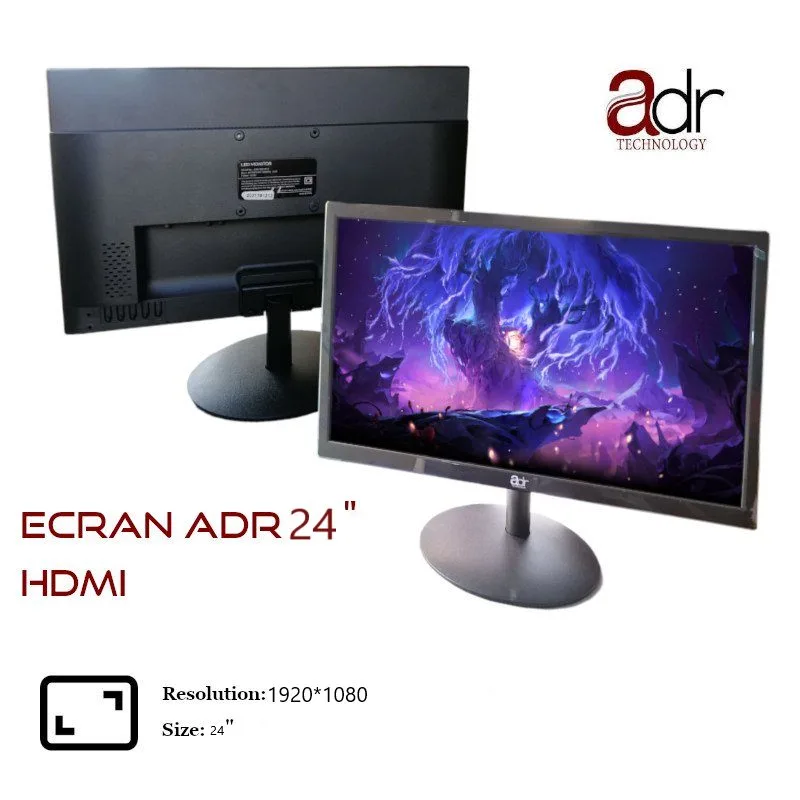 Moniteur Écran ADR 24D7010 — 23.8" LED Full HD (VGA / HDMI)