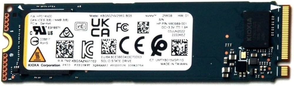 SSD Interne Kioxia BG5 — 256Go (M.2 NVMe PCIe Gen4 x4)