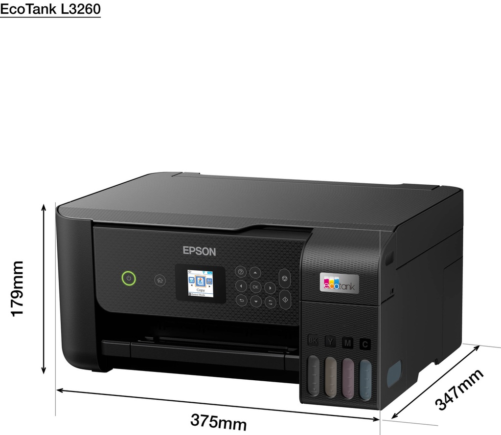 Imprimante Multifonction 3-en-1 Epson EcoTank L3260 — A4 / Wi-Fi / Écran LCD 3,7 cm