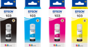 Pack 4 Bouteilles d'encre EPSON Compatible 103 - CMYK (Bk/C/M/Y)