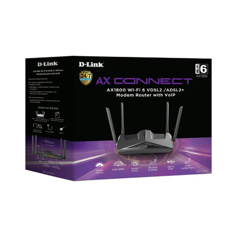 Modem Routeur D-Link DSL-X1852E AX1800 Wi-Fi 6 VDSL2/ADSL2+ VoIP