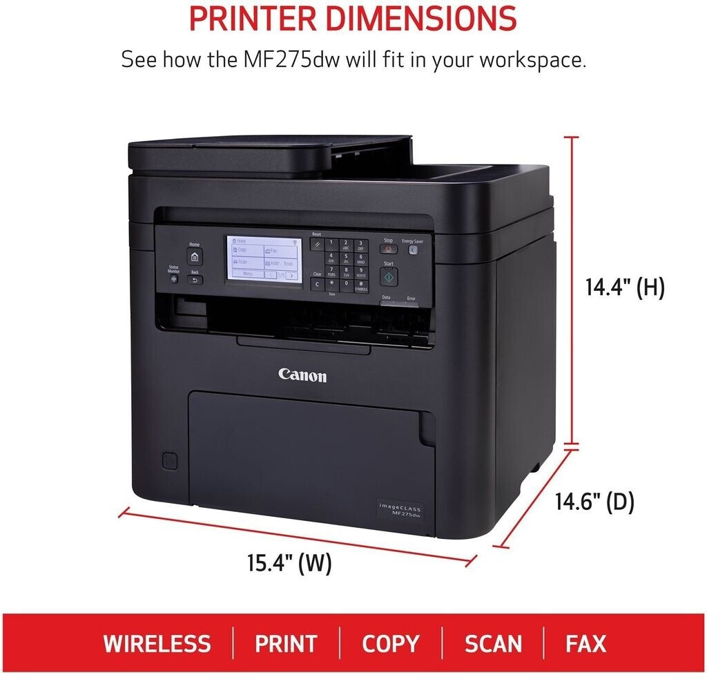 Imprimante Laser Monochrome Multifonction 4-en-1 Canon i-SENSYS MF275dw — Wi-Fi / Fax / Recto-verso