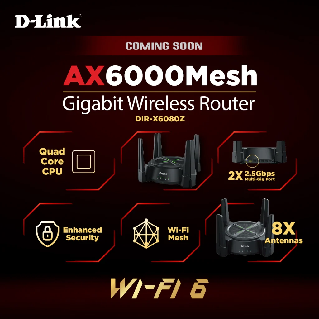 Routeur Wi-Fi 6 AX6000 Multi-Gigabit D-Link DIR-X6080Z