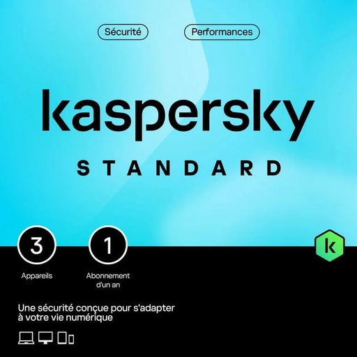 [KAS-STD-3P1Y-BOX] Kaspersky Standard — 3 Postes / 1 An (Protection Avancée + Nettoyage PC)